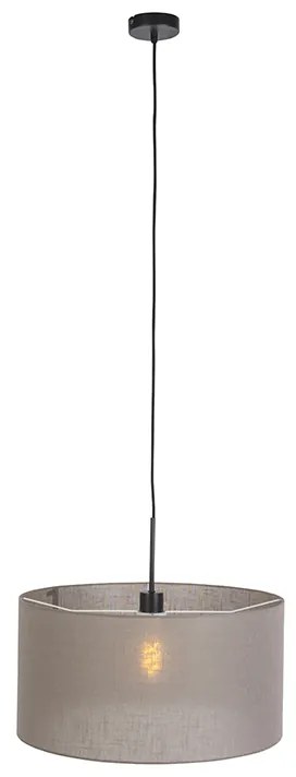 Lampă suspendată rustică neagră cu abajur taupe 50 cm - Combi 1