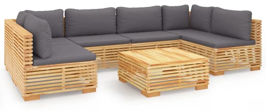 3100894 vidaXL Set mobilier grădină cu perne, 7 piese, lemn masiv de tec