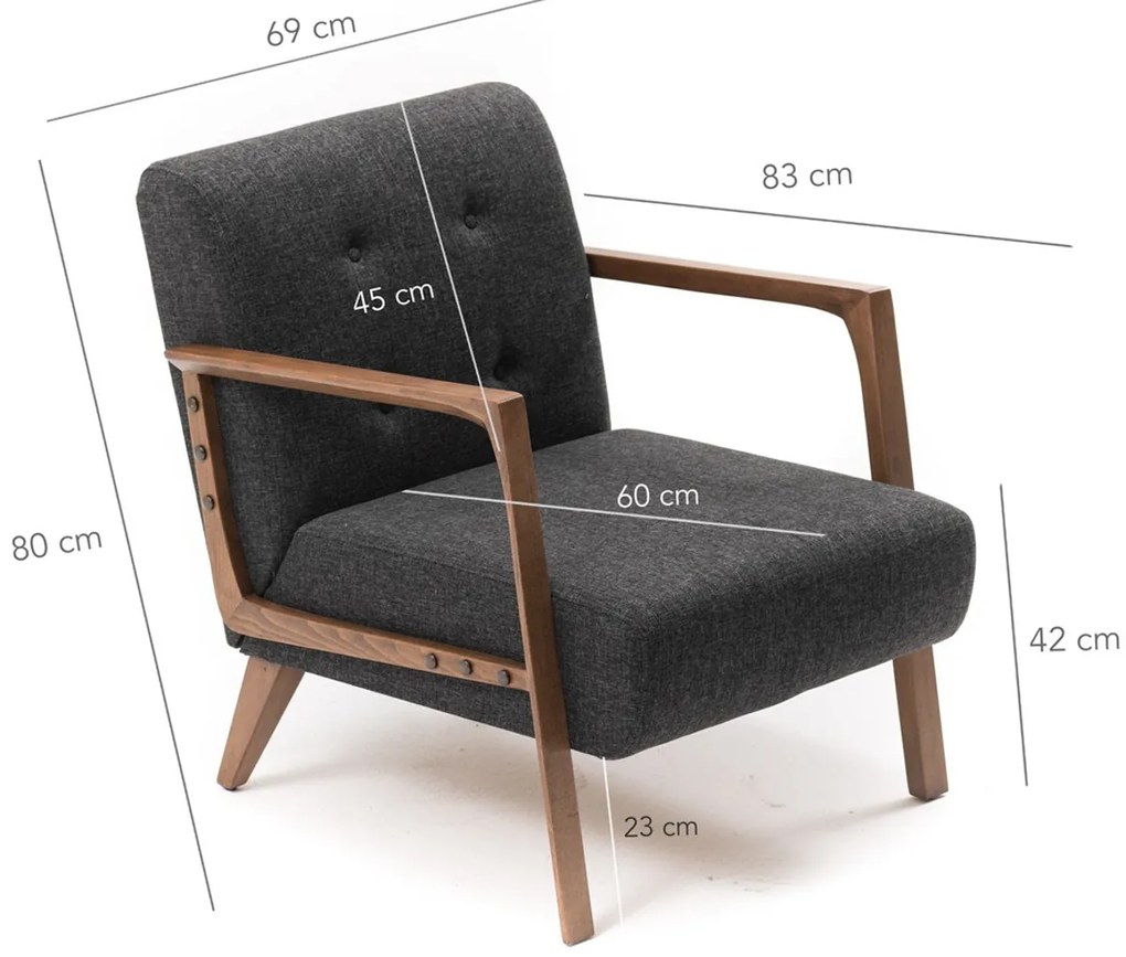 Fotoliu Kemer Dark Grey