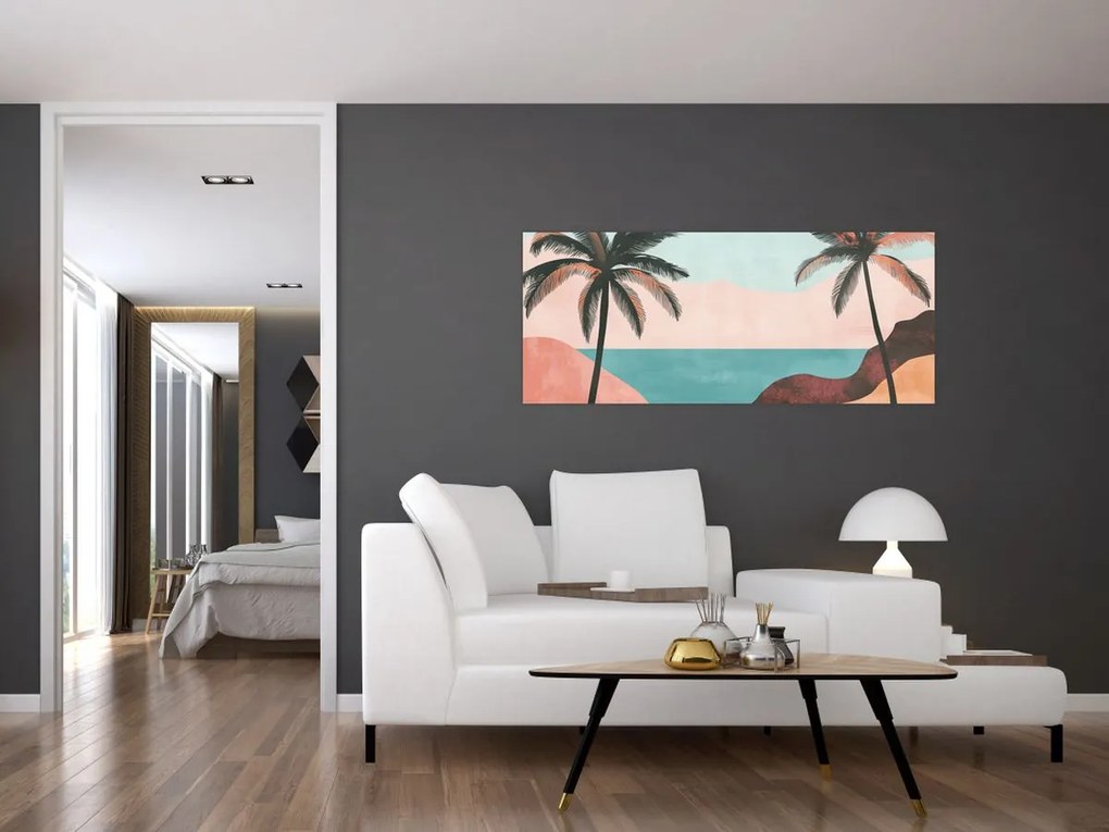Tablou - Palmieri la mare (120x50 cm)