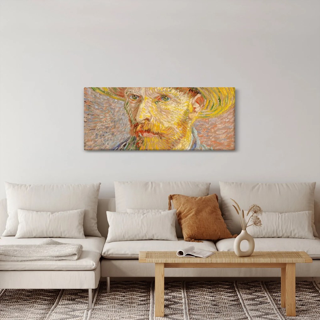 Tablou - Vincent van Gogh, Self-Portrait with a Straw Hat (The Potato Peeler), reproducere (120x50 cm)