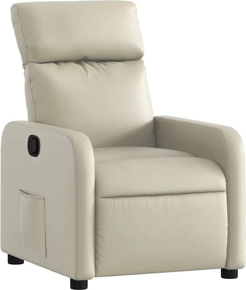 vidaXL Fotoliu rabatabil, crem, piele ecologică