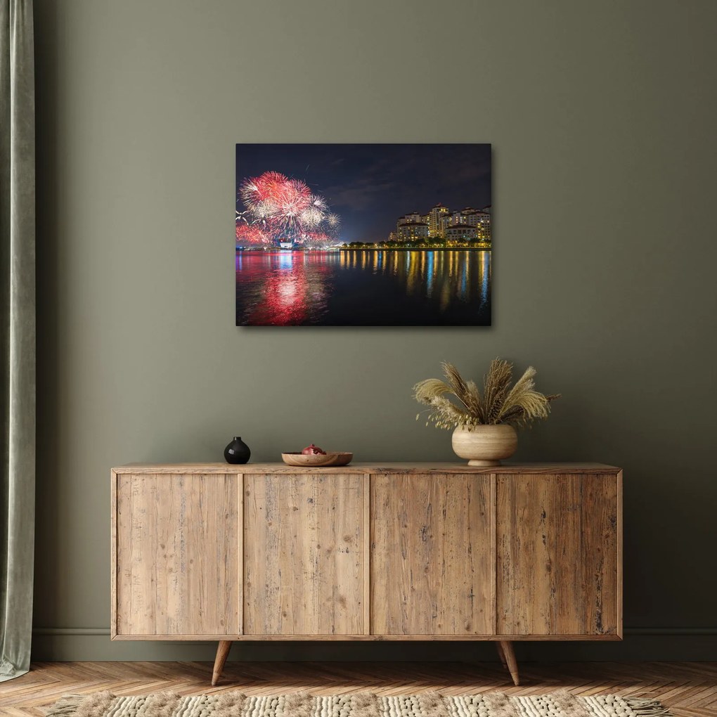 Tablou cu artificii in Singapur (70x50 cm)