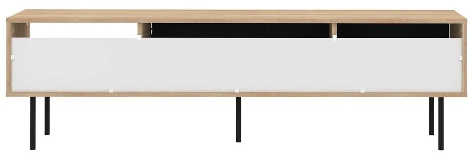 Comodă TV negru-natural cu aspect de lemn de stejar 165x40 cm Ampère – TemaHome
