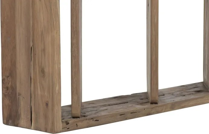 Etajeră înaltă din lemn de tec reciclat cu 5 rafturi design asimetric, „Nomad”