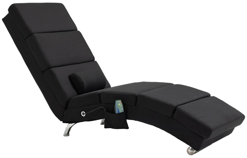 HOMCOM Fotoliu relaxant șezlong de relaxare ergonomic, cu masaj și încălzire, cu telecomandă 56 x 168 x 84 cm negru | Aosom Romania