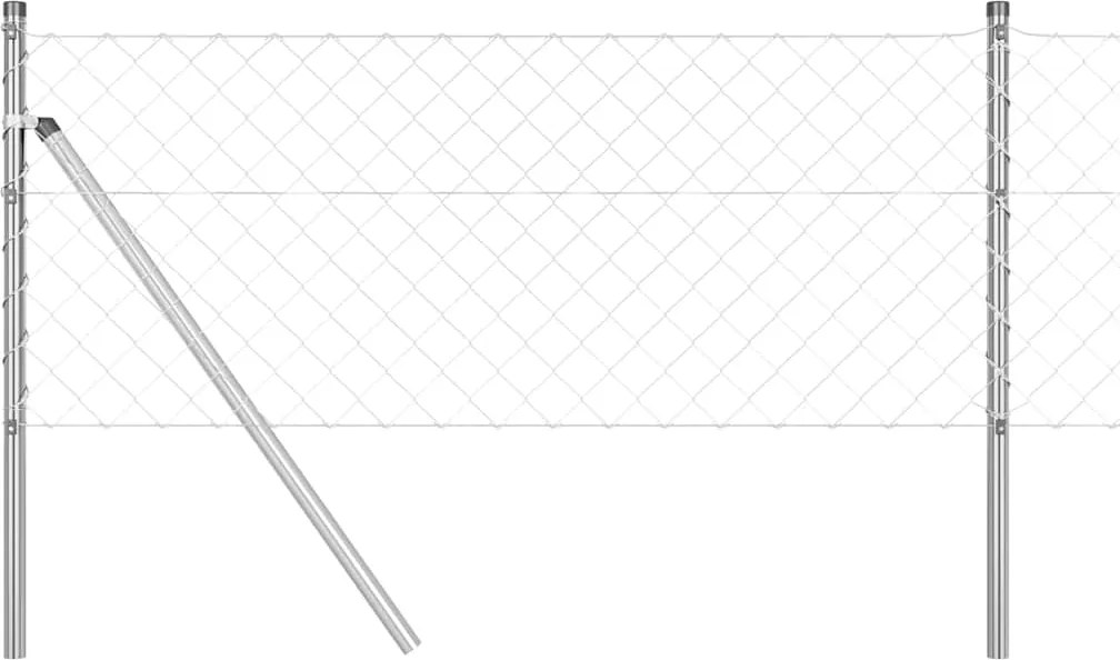 vidaXL Stâlp de gard. Argintiu 25 x 0,8 m (plasă de 60 x 60 mm) Oțel