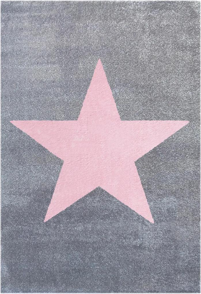 Covor pentru copii cu Stea – Argintiu/Roz Star 100x160 cm