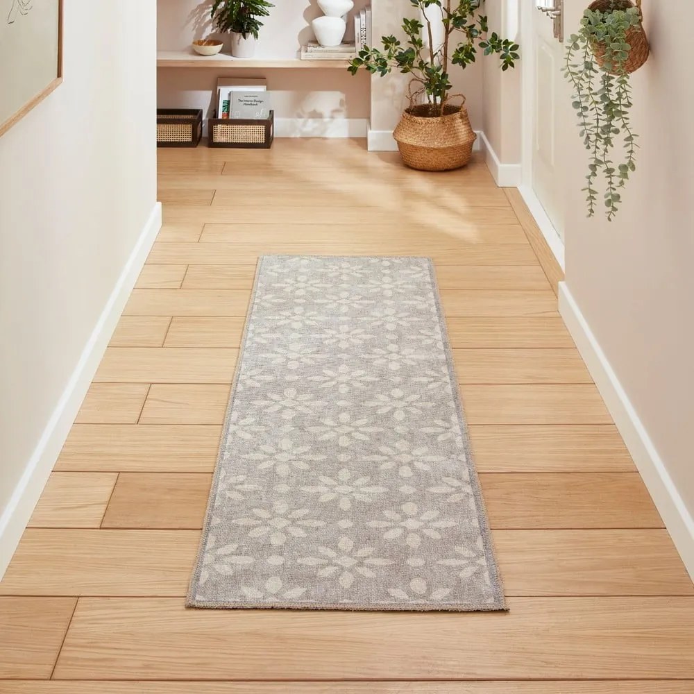 Covor tip traversă gri deschis lavabil 76x230 cm Coral Light Grey – Think Rugs