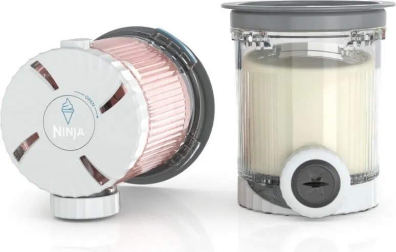 Aparat de facut inghetata 13in1 Ninja CREAMi Scoop & Swirl™ NC701EUSTGD, 800 W, 13 programe, Maneta cu 3 trepte pentru cornete, CreamiFit, Creamify, 2 cupe de 473 ml, Personalizare, Crem/Auriu