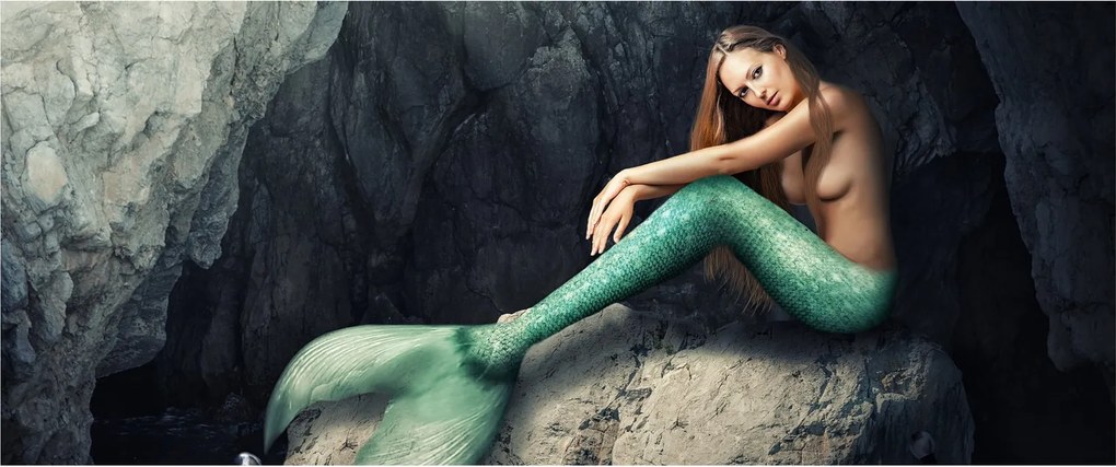 Tablou - Sirena pe stâncă (120x50 cm)