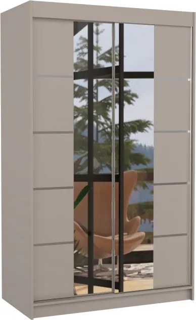 Dulap Dormitor Genua ADRK 120 x 200 cm cu Uși Glisante și Oglindă | Design Modern | Spații de Depozitare Generoase (Culoare: Sonoma / Alb)