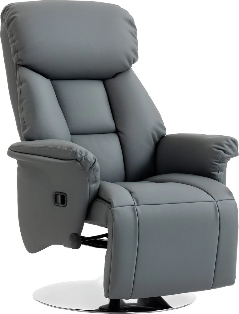 HOMCOM Fotoliu de relaxare înclinabil pivotant suport picioare reglabil, până la 120 kg, pentru living, dormitor, home cinema, gri | Aosom Romania