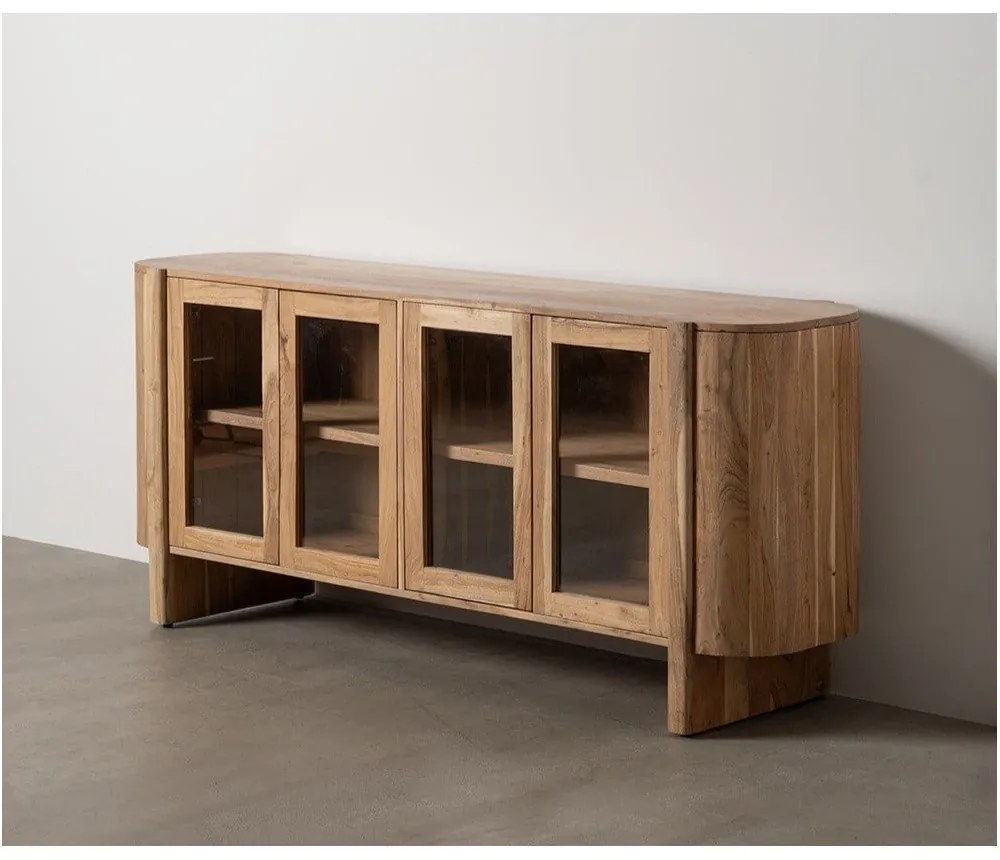 Vitrină în culoare naturală din lemn de acacia 180x80x40 cm Creel – Ixia