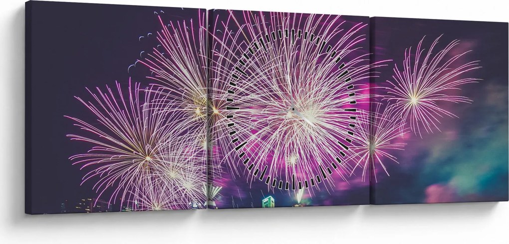 Tablou cu artificii (cu ceas) (90x30 cm)