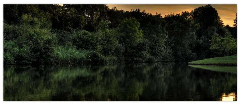 Tablou cu lac în pădure (120x50 cm)