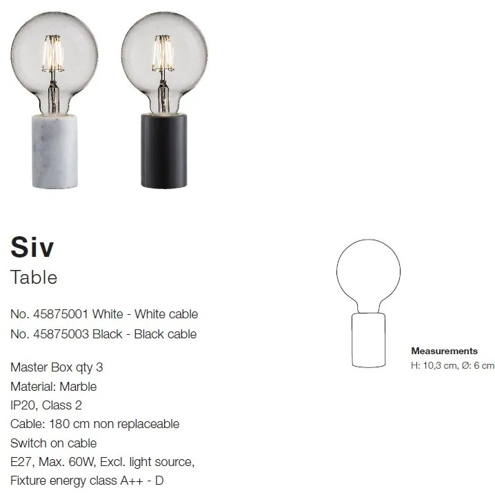 Veioza design decorativ Siv, alb 45875001 NL