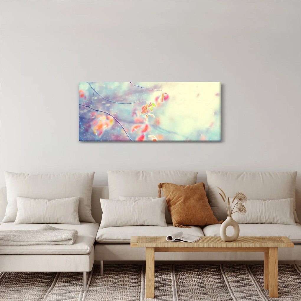 Tablou - Frunze în gheață (120x50 cm)