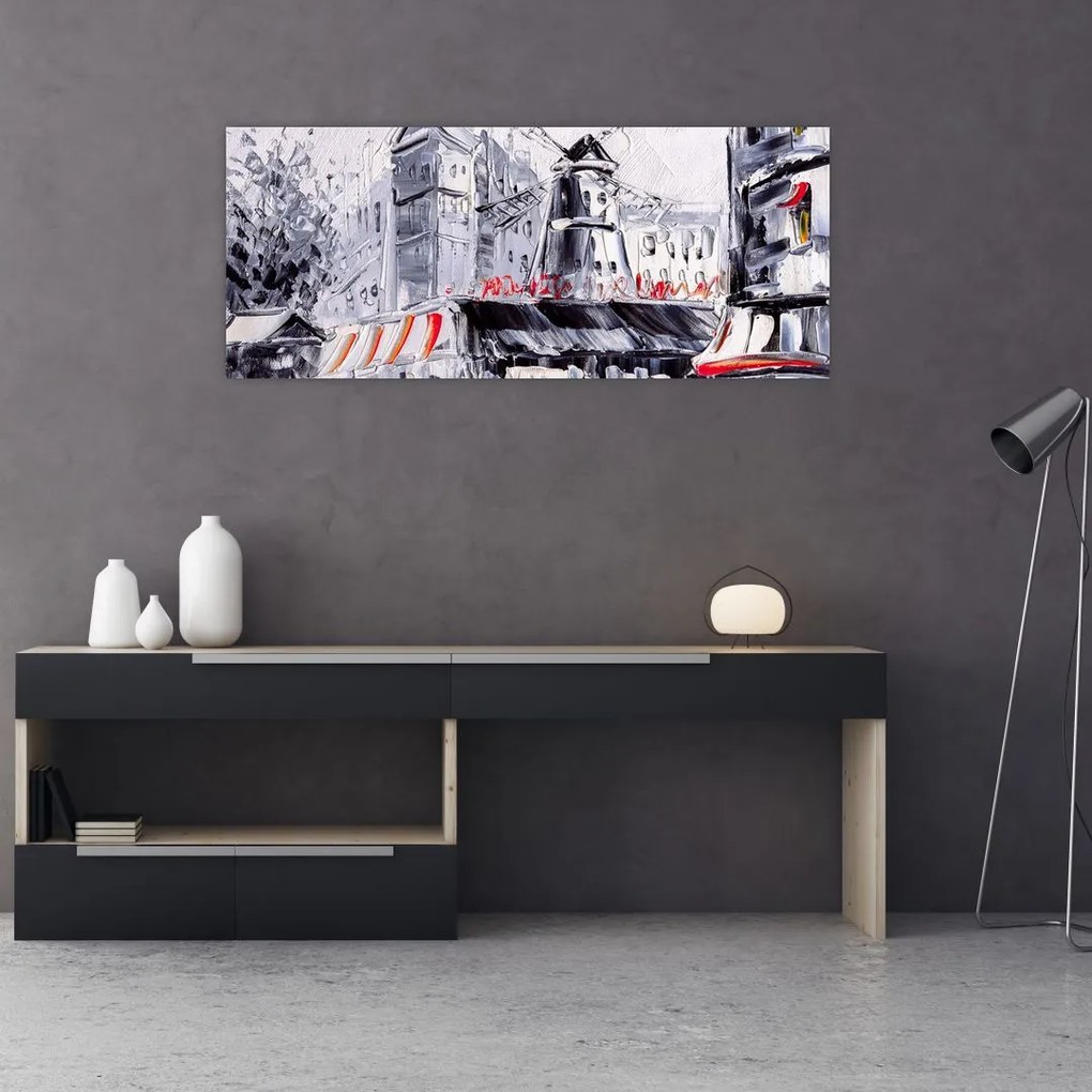 Tablou - Strada din Paris, pictură în ulei (120x50 cm)