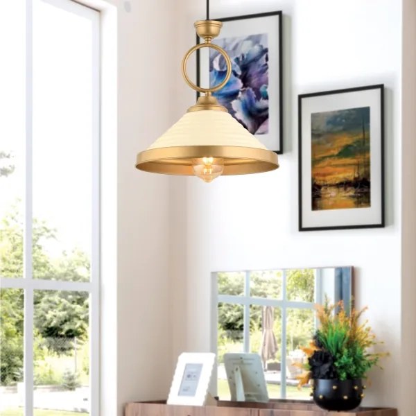 Lustră cu cablu MONZA 1xE27/40W/230V Ø 30 cm crem/bronz