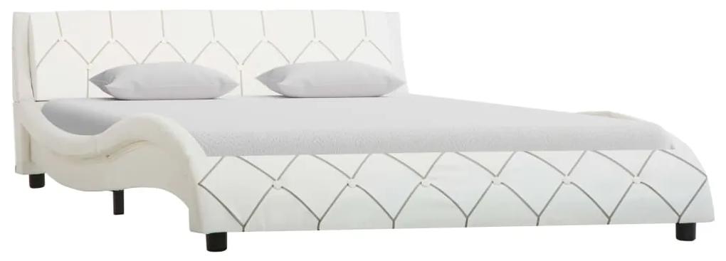 285639 vidaXL Cadru de pat, alb, 140 x 200 cm, piele ecologică