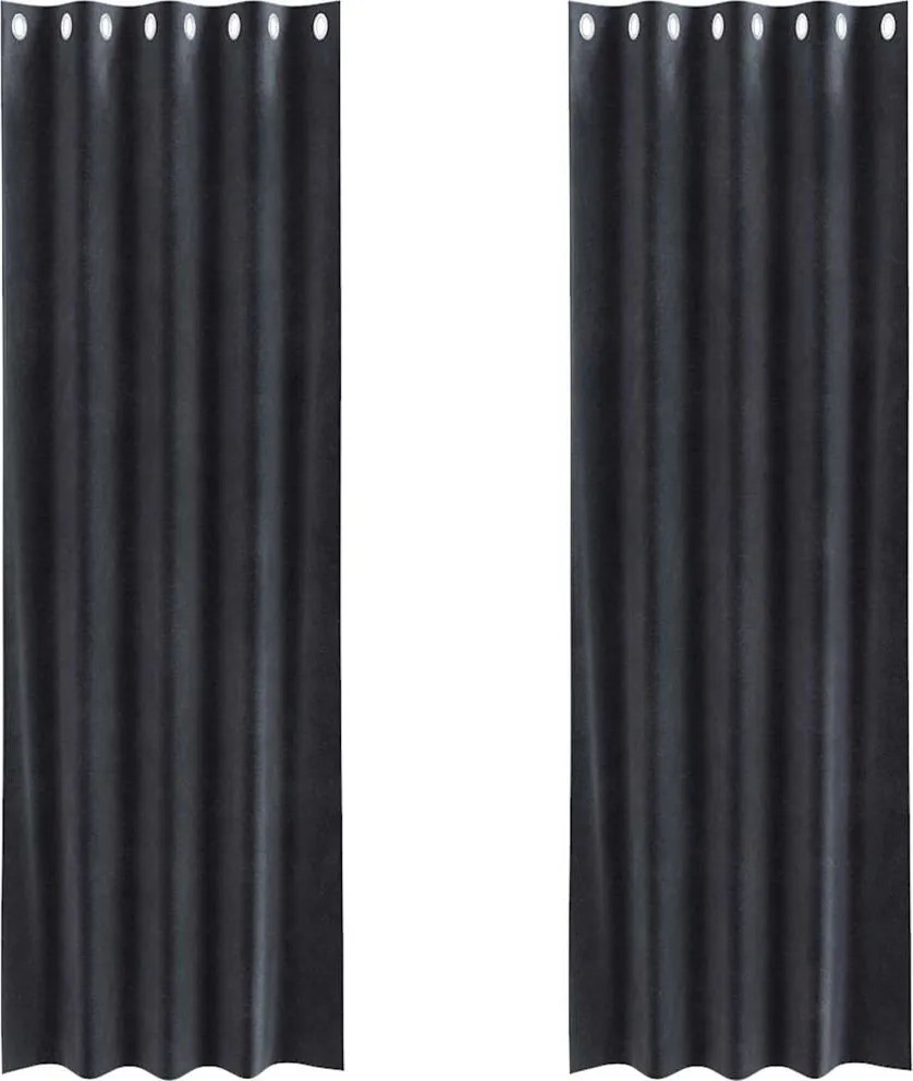 vidaXL Perdele opace 2 pcs Gri închis 140 x 225 cm Catifea
