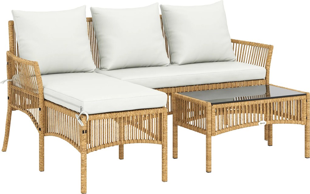 Outsunny Set de Mobilier de Grădină, Set de Grădină 3 Piese, Crem Natural | Aosom Romania