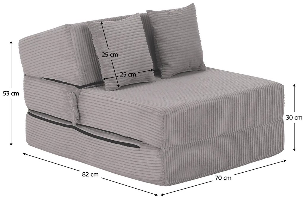 Scaun pliant/saltea PELOS, gri