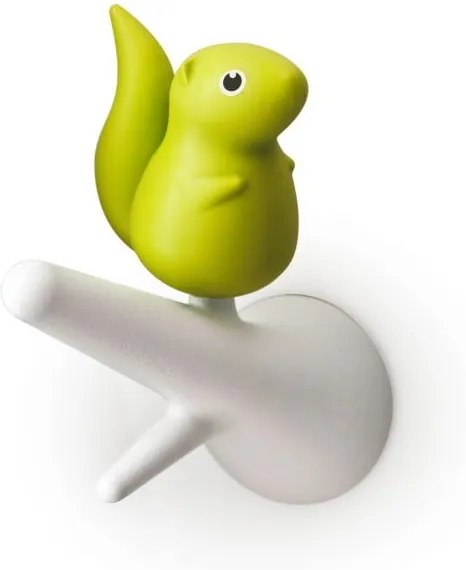 Set 2 cârlige de perete Qualy&CO Squirrel, verde - alb
