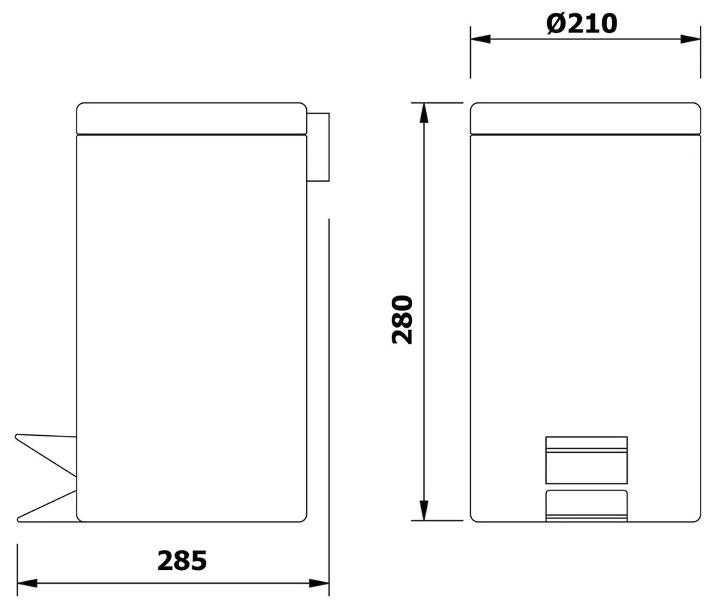 Coș de gunoi AQUALINE 27105 Simple line rotund 5l, oțel inoxidabil