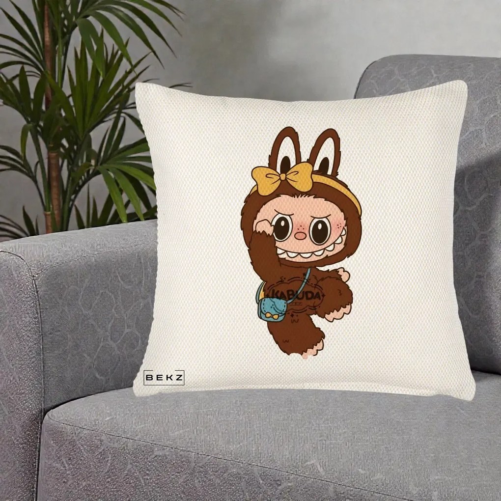 Perna Personalizata Kabuda Maro cu Funda Aurie, 40x40 cm, Crem Reliefat, Husa Detasabila, Perna Inclusa, BEKZ®