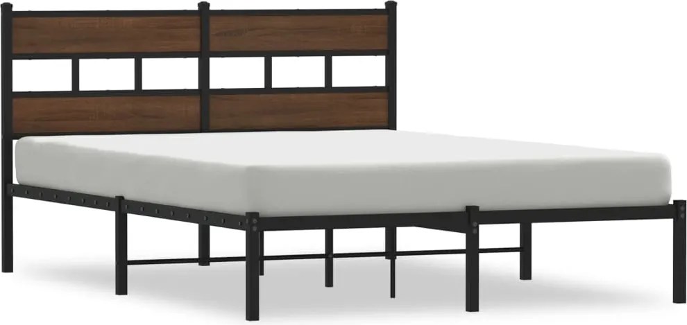 vidaXL Cadru de pat fără saltea, cu tăblie, stejar maro, 160x200 cm