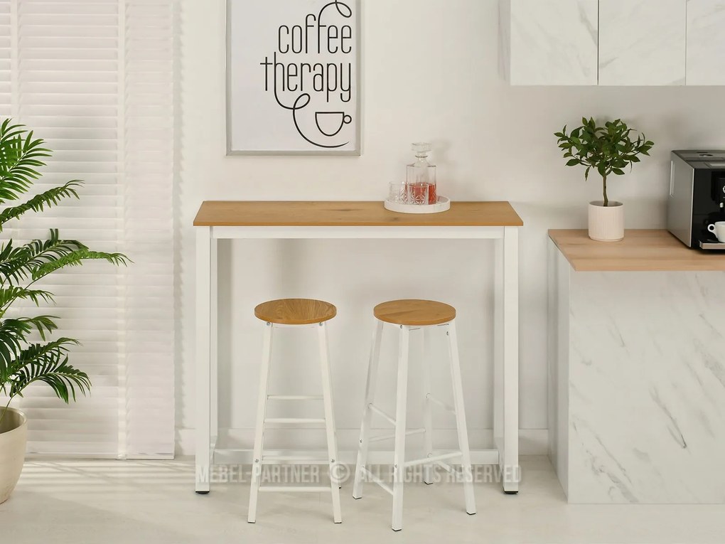 Set masă scaune pentru sufragerie Remma (stejar + alb) (pentru 2 persoane). Promo -11%. 1111873