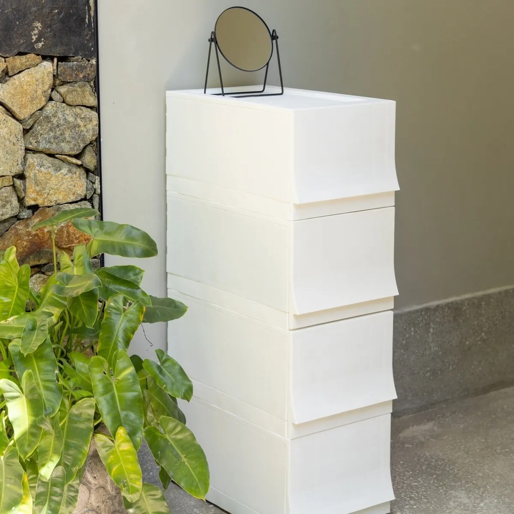 Cutie de depozitare modulară Wave twin Snow cu roți 54,6 x 43,4 x 22 cm, Larg - 2 sertare - rotițe