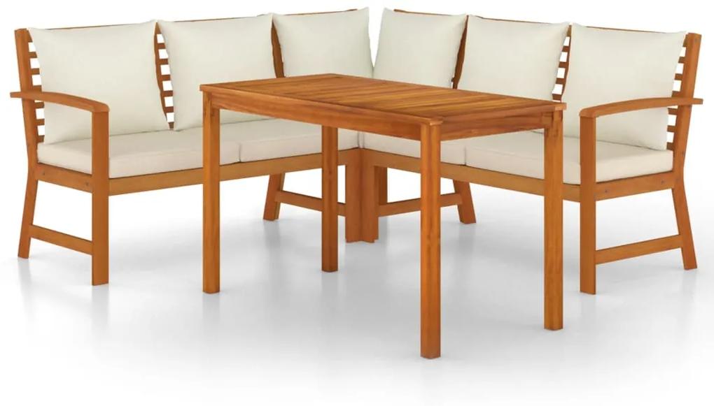 3154962 vidaXL Set mobilier de grădină cu perne, 4 piese, lemn masiv de acacia