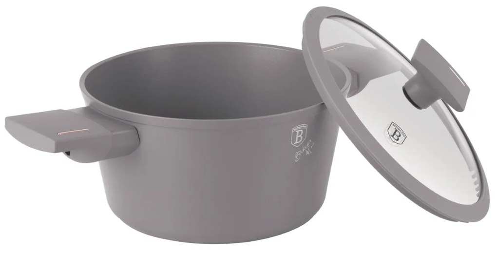 Oală cu capac 20 cm, 2.5L – Berlinger Haus Taupe Collection BH 8100, cu strat antiaderent titan, ideală pentru porții mici sau sosuri
