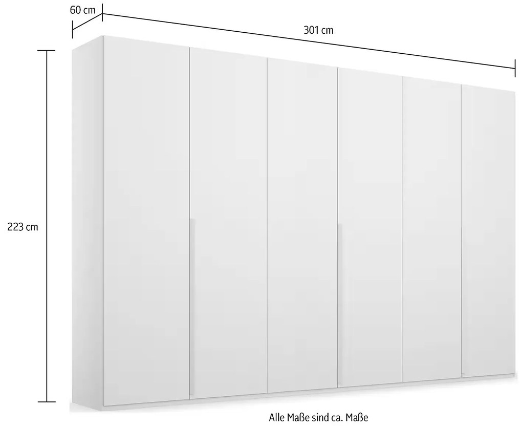 Dulap 301 cm lungime, 6 uși batante, culoare gri închis, compartimentare premium, 223 cm înălțime