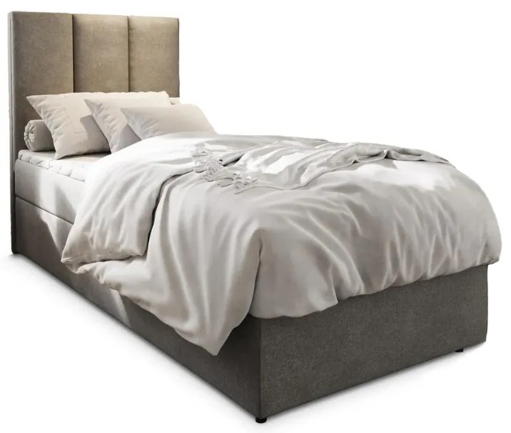 Pat tip boxspring MERALIS 80x200 cm gri capitonat Saltea: Saltea cu arcuri Bonell