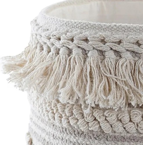 Cos Boho din bumbac bej 30 cm