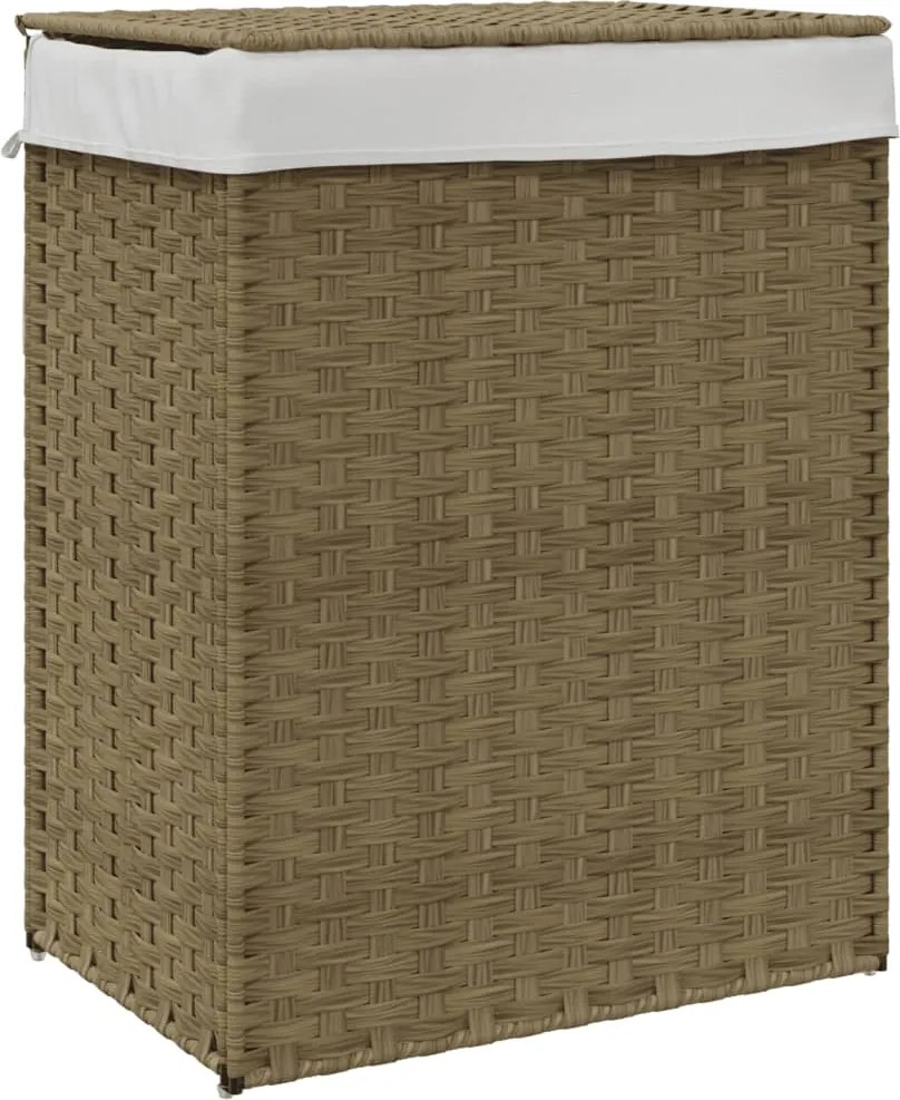 vidaXL Coș de rufe cu capac, 46x33x60 cm, poliratan