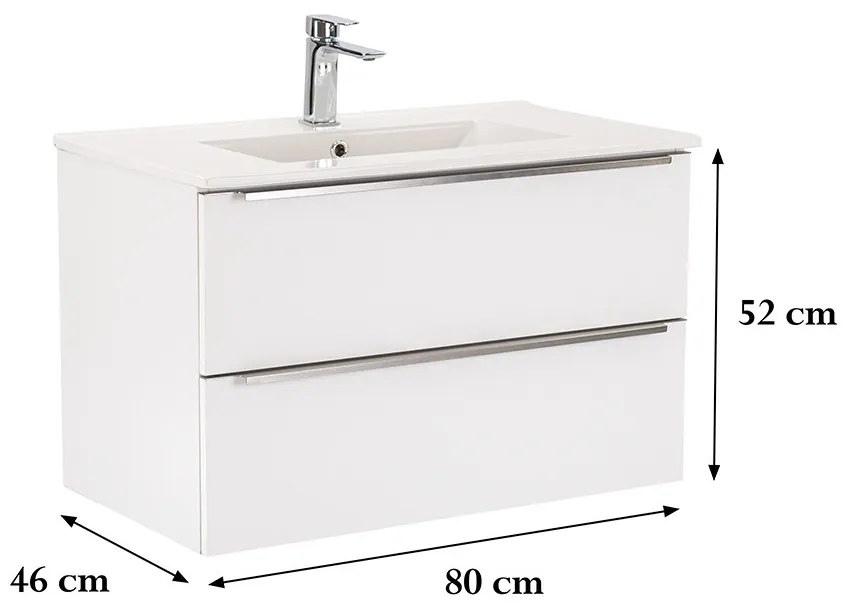 Dulap inferior Vario Trim 80 cu lavoar alb-alb