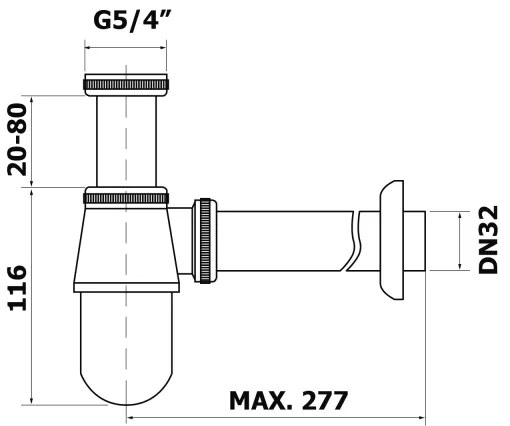 Sifon jos de lavoar Bruckner DN32 crom lucios
