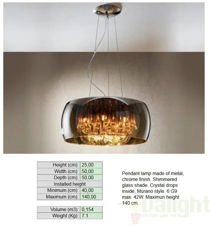 Lustra,Pendul inaltime reglabila, diam.50cm Argos 508111