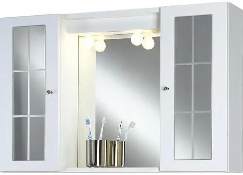 Dulap cu oglinda Jokey Oslo 90 SP, cu iluminare si polita, 90x58 cm, alb, IP 20