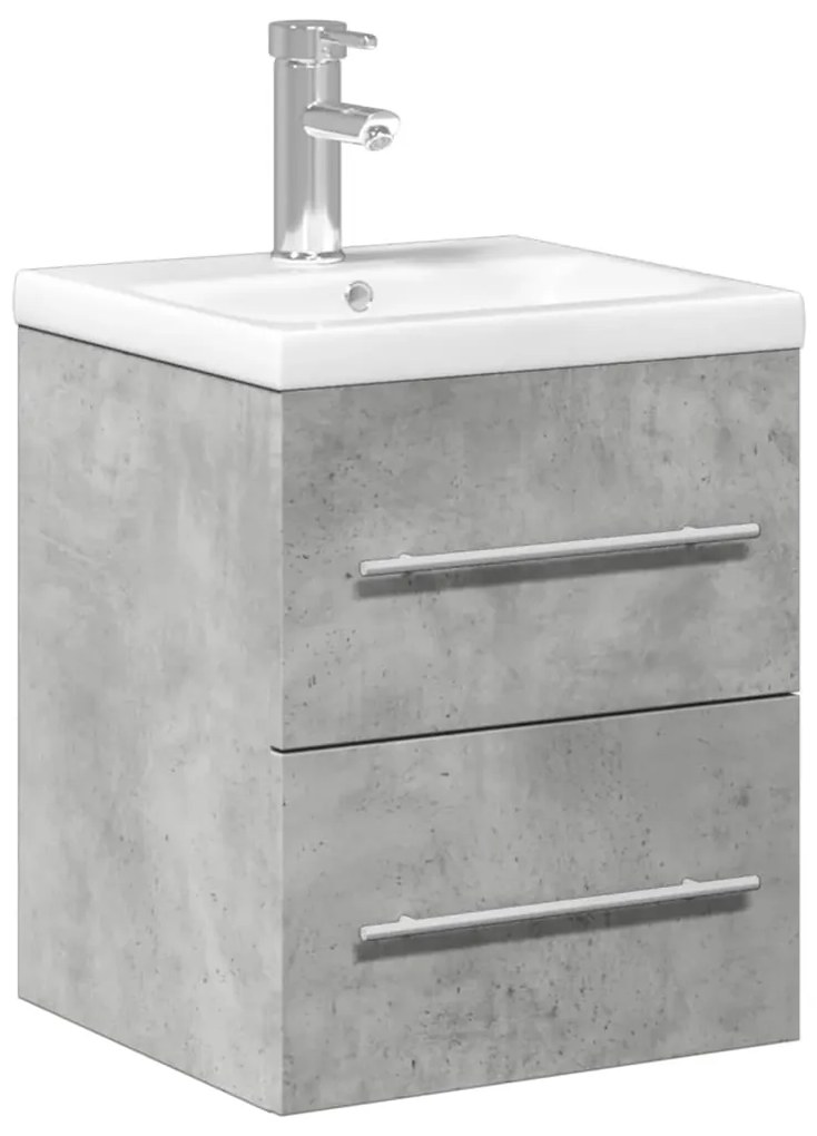 3278759 vidaXL Dulap pentru chiuvetă de baie, lavoar încorporat, gri beton