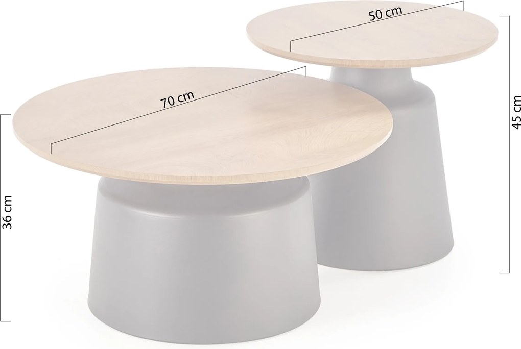 Set măsuțe de cafea Mokaro pentru living - natur / negru