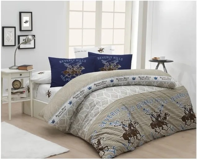 Lenjerie de pat cu cearșaf Beverly Hills Polo Club Ibson, 200 x 220 cm