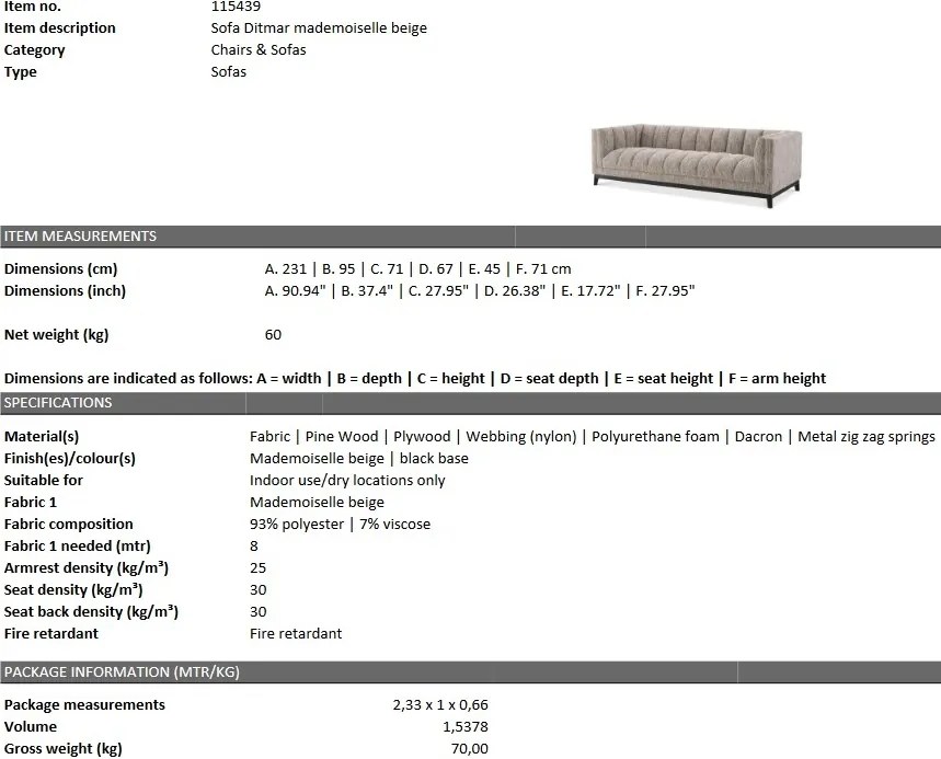 Canapea design elegant LUX Ditmar, bej mademoiselle 115439 HZ