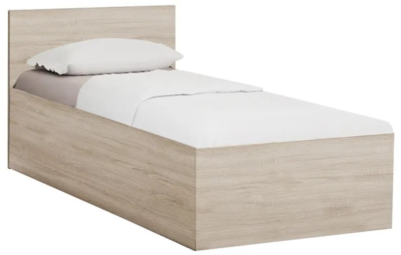 Pat de o persoana stejar sonoma, SOFIA 90 x 200 cm Saltele: Cu saltele Deluxe 10 cm, Somiera pat: Cu lamele curbate