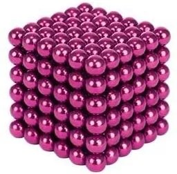 Joc Puzzle Antistres NeoCube cu Bile Magnetice 216 Bucati, Diametru Bile 5mm, roz